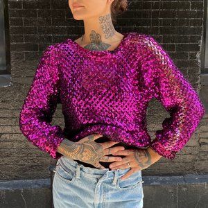 Vintage Sequin Top With Long Sleeves